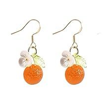 Fruit Beads, Blue Strawberry, Orange Jewelry, Kawaii Earrings, Orange Bows, Fruit Jewelry, Acrylic Gems, Glass Drop Earrings, Small White Flowers