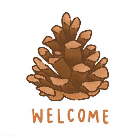 Welcome autumn pinecone illustration vector | free image by rawpixel.com How To Draw Pinecones, Pinecone Doodle, Pinecone Illustration, Pine Illustration, Easy Drawings Step By Step, Pine Cone Drawing, Cone Drawing, Baby Store Display, Linoleum Printmaking