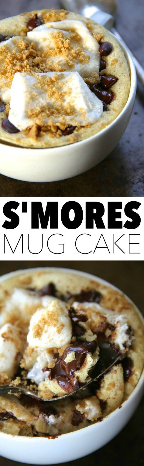 S'mores Mug Cake Smores Mug Cake Microwave, Smore Treats, Cup Desserts, Single Serve Snacks, Cup Recipes, Microwave Recipe, Microwave Dessert, Cake Mug, Mug Cakes