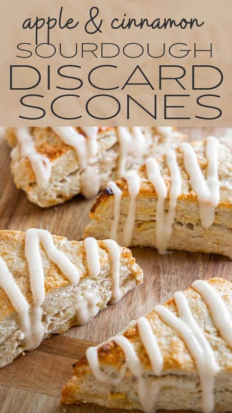 Make this amazing apple and cinnamon sourdough scone recipe using your sourdough discard! These are amazing, tender, moist and flavorful. Cinnamon Sourdough, Cinnamon Scones Recipe, Apple Scones, Recipe Using Sourdough Starter, Cinnamon Scones, Scones Recipe Easy, Sourdough Starter Discard Recipe, Apple And Cinnamon, Homemade Sourdough Bread