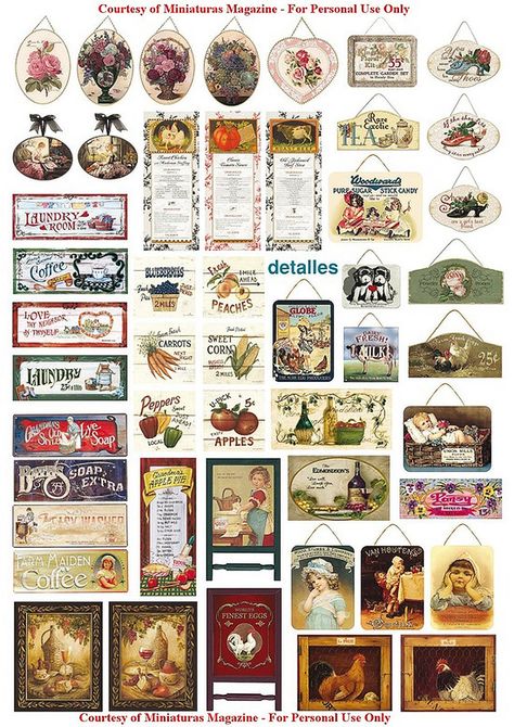 Images Victoriennes, Dollhouse Printables, Miniature Printables, Miniature Diy, Miniatures Tutorials, Miniature Crafts, Barbie Furniture, Vintage Printables, Vintage Labels