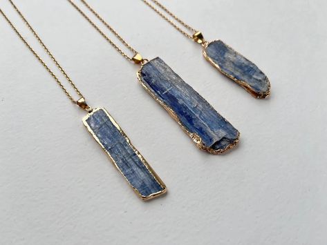 Kyanite Necklace for Men Kyanite Pendant for Women Raw - Etsy UK Necklaces Layering, Kyanite Necklace, Kyanite Jewelry, Cross Chain, Pendant For Women, Necklace Shop, Necklace For Men, Gold Crystal, Layering Necklace