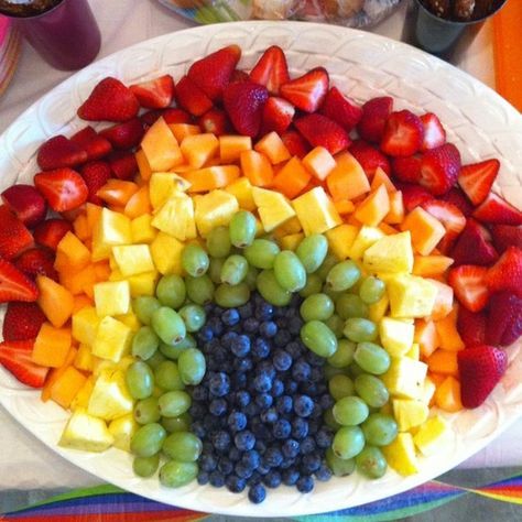 Fruit Rainbow    It’s no secret that I LOVE fruit. With spring upon us and summer quickly approaching, all different types of fruit are in season. I love the idea of making a fruit rainbow for a party platter. It’s also a great way to eat your colors and to get kids to eat healthy as well. Fruit Rainbow, Muppet Movie, Rainbow Fruit, Rainbow Connection, Fruit Arrangements, Makanan Diet, Party Platters, Fruit Platter, Fruit Tray