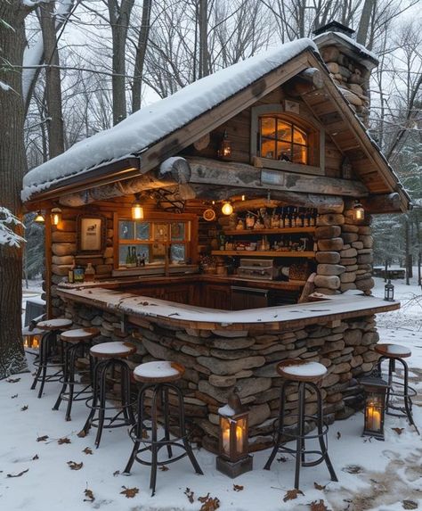 Mountain Cabins Irish Pub Design, Maine Cabin, Cabin Coffee, Aesthetic Eclectic, Man Store, Small Dream Homes, Cabin Mansion, Cabin Bar, Cottage Vibes