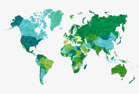 Map Clipart, Time Zone Map, Map Icon, Peel And Stick Wall Decals, Global Map, Global World, Watercolor Art Diy, Watercolor Art Paintings, Art Videos Tutorials