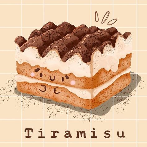 Desserts Drawing, Idle Game, Cake Wallpaper, Tiramisu Dessert, Dessert Illustration, Cake Drawing, Cake Illustration, Tiramisu Cake, Cute Food Drawings