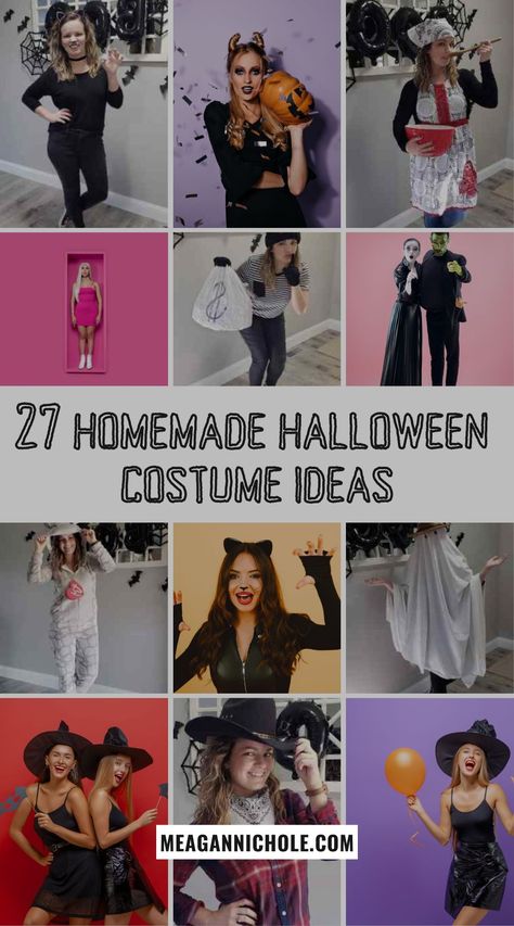 Looking for unique, memorable and budget-friendly Halloween costume ideas? Look no further! We have 27 DIY Halloween costume suggestions here that will cater to everyone's taste and style. From simple homemade costume ideas for women to punny ones that will surely elicit laughs, we got you covered! Prepare to be the life of the party! Halloween Costume From Your Closet, Costume From Your Closet, Easy Adult Halloween Costumes For Women, Halloween Projects Diy, Adult Halloween Costumes For Women, Tricks For Halloween, Halloween Outdoor Decorations Diy, Diy Halloween Outdoor Decorations, Diy Halloween Outdoor