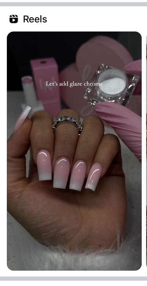 Pink White Ombre Nails, Ombre Sns, Ombre Nail Colors, Pink And White Ombre, Ombre Nail, White Ombre, Glitter Ombre, Pink Ombre, Ombre Nails