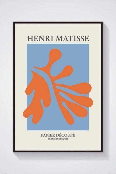 Our set of three Henri Matisse gallery wall set, is a perfect way to brighten up your walls. The contrasting blue and orange colours perfectly complement each other, to add style to your interior design. Abstract art is becoming increasingly popular, and our beautiful Matisse posters include abstract and modern shapes which are particularly trendy. Making them a perfect collection to decorate your home! Coral Art Print, Monochrome Posters, Vintage Gallery Wall, Matisse Paintings, Matisse Cutouts, French Wall Art, Vintage Gallery, Matisse Poster, Matisse Print