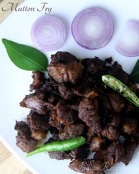 Mutton Fry:  Mutton Fry is a spicy dry dish that can be served as an appetizer or as a side dish with rice and rasam. Perfectly cooked #mutton pieces are coated with #spices and shallow fried to crisp up the outside. Try the #recipe @ https://simpleindianrecipes.com/Home/Mutton-Fry.aspx  #simpleindianrecipes #inidanrecipes Lamb Recipes Indian, Mutton Fry, Homestead Cooking, Simple Indian Recipes, Dum Biryani, Healthy Indian Recipes, Mutton Recipes, Easy Indian Recipes, Gluten Free Chili