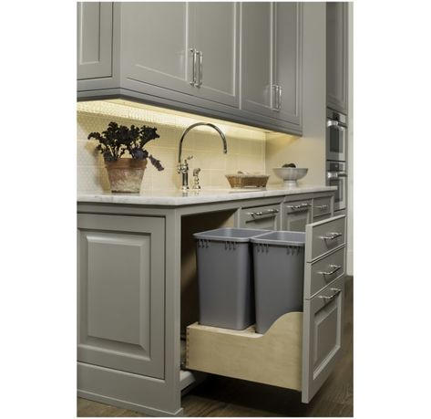 Rev-A-Shelf 4WCSC-2150DM-2 4WCSC Bottom Mount | Build.com Kitchen Pullout, Pull Out Trash Cans, Drawer Ideas, Trash Can Cabinet, Inset Cabinets, Frameless Cabinets, Trash Containers, Doors And Floors, Cabinet Remodel