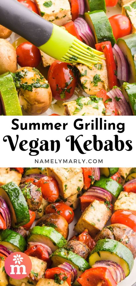 Vegetarian Shish Kabobs, Veggie Kebab Marinade, Vegan Kebab Skewers, Vegan Kabobs On The Grill, Vegan Kabobs, Vegan Kebab, Tofu And Veggies, Vegetarian Diet Recipes, Vegan Grilling Recipes