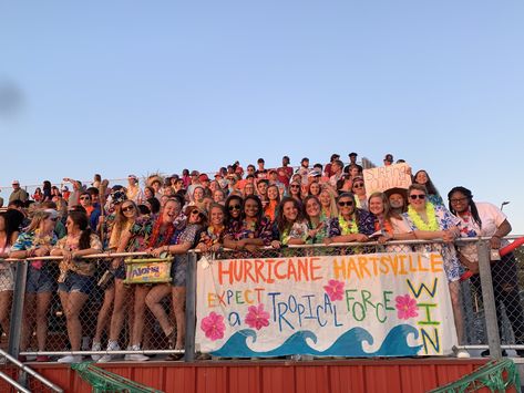 Hawaiian theme student section Hawaiian Theme Student Section Signs, Beach Theme Student Section Posters, Hawaiian Themed Football Game Posters, Beach Themed Football Signs, Aloha Theme Football Game, Hawaiian Cheer Signs, Beach Football Posters, Volleyball Student Section Themes, Hawaiian Cheer Theme