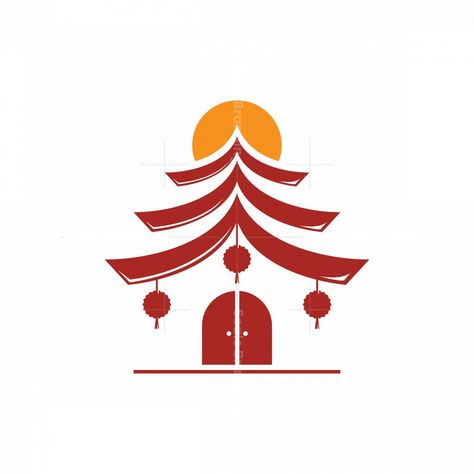 A simple and memorable traditional Chinese house logo #illustration #millesime #wordmark. Traditional Logo Design Ideas, Traditional Chinese Design, Logo Chinese Design, Chinese Food Logo, China Logo Design, Chinese Style Logo, Country Branding, Chinese Restaurant Logo, Traditional Logo Design