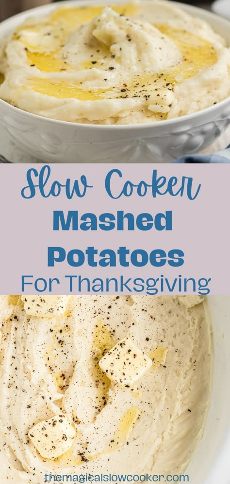 These Slow Cooker Mashed Potatoes call for just potatoes, butter, cream, and milk. Season them to taste and try them in a variety of ways. Mashed Potatoes In Slow Cooker, Crockpot Mashed Potatoes Thanksgiving, Easy Mashed Potatoes Recipe Simple, Mashed Potatoes In Crockpot, Mashed Potatoes Slow Cooker, Reheat Mashed Potatoes, Slow Cooker Mashed Potatoes, Potato Recipes Crockpot, Mashed Potatoes Recipe Easy