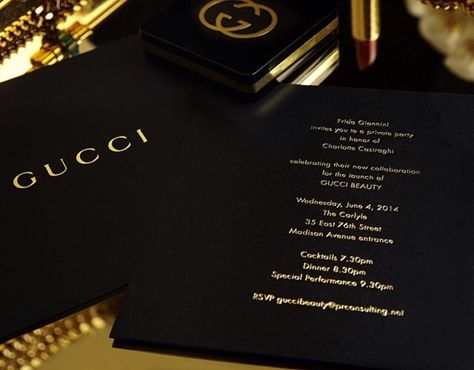 Gucci invites Make Up Salon, Gucci Makeup, Gucci Beauty, Makeup Photos, Nye Wedding, Beauty And Makeup, Party Invite Design, Luxury Invitation, Luxury Cosmetics