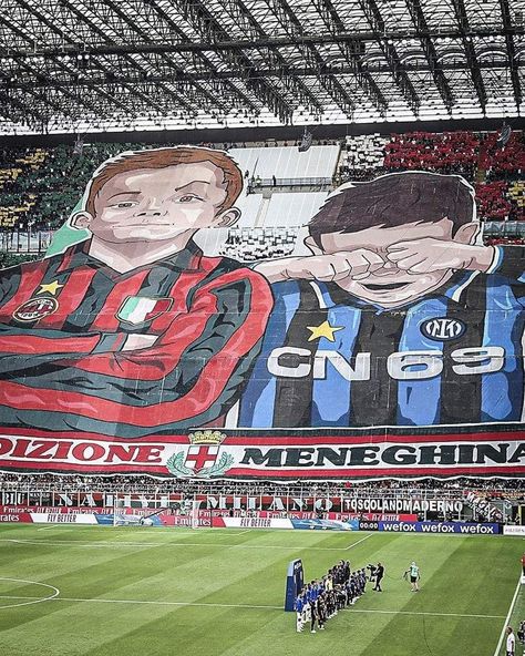 Milan Derby, Milan Wallpaper, Ultras Football, Tv Icon, Football Design, Professional Football, Ac Milan, Baseball Field, Football Club