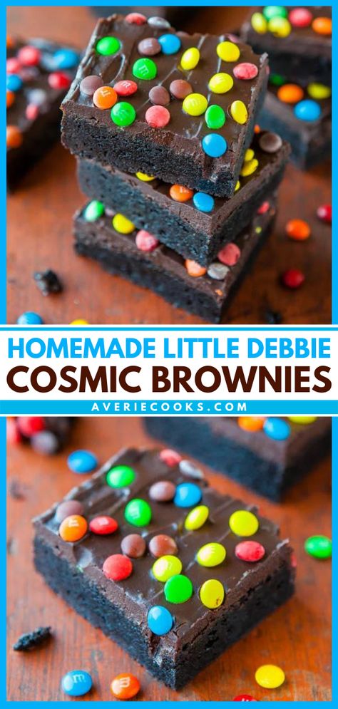 Homemade Little Debbie Cosmic Brownies - Averie Cooks Little Debbie Brownies, Homemade Cosmic Brownies, Fridge Smells, Moist Brownies, Opening A Bakery, Cosmic Brownies, Best Brownie Recipe, Averie Cooks, Little Debbie