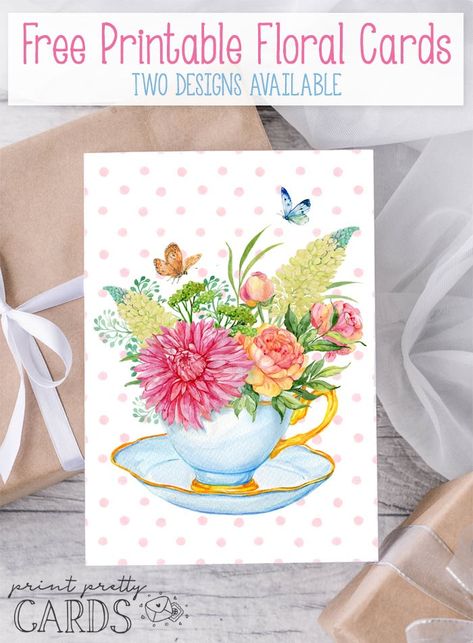 These free Floral Card Printables come in two lovely, feminine designs. Just print and give. Printable Cards Free Templates, Card Making Templates Free Printable, Organize Printables, Printable Cards Free, Handprint Bunnies, Free Floral Printables, Cardmaking Printables, Holidays Crafts, Printable Things