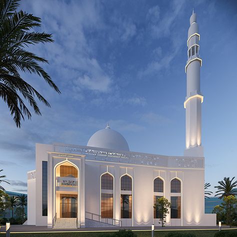 Small Mosque Design, Masjid Architecture, Masjid Aesthetic, Small Mosque, Mosque Exterior, Islamic Building, Islamic Centre, Mosque Design Islamic Architecture, Dining Room Design Luxury