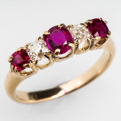 Victorian Ruby Diamond Anniversary Band Ring Faberge Jewelry, Ruby Anniversary, Ruby Rings, Gold Rings Fashion, Rainbow Jewelry, Gold Ring Designs, Antique Ring, Birthday Ring, Gold Diamond Jewelry