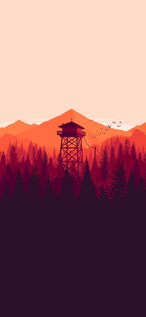 Firewatch Wallpaper, Background For Pc, Gravity Fall, Hd Wallpaper 4k, Gravity Falls Art, Cute Galaxy Wallpaper, Hd Background, Wallpaper Download, Landscape Illustration