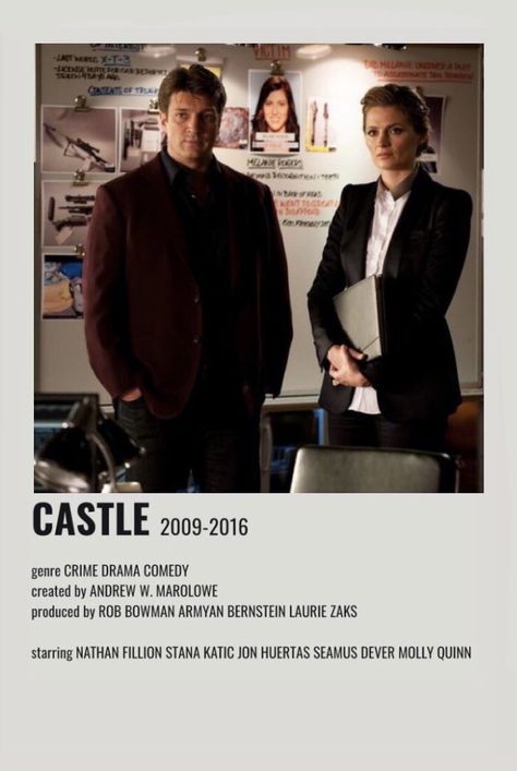 Castle Poster Tv Show, Castle Tv Show Aesthetic, Castle Movie, Seamus Dever, Castle 2009, Susan Sullivan, Castle Tv Series, Bones Tv Show, Aesthetic Film