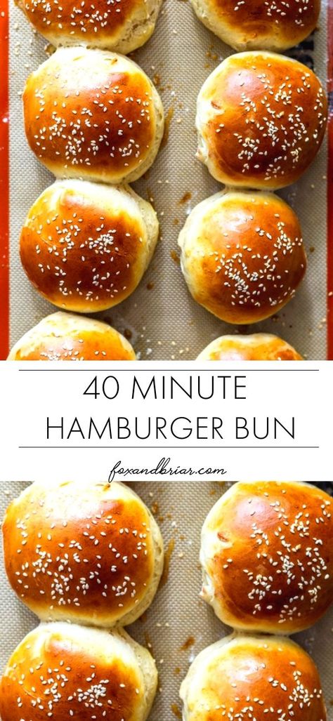 Hamburger Buns Recipe Easy, Homemade Hamburger Bun, Mini Hamburger Buns Recipes, Making Hamburger Buns, One Hour Hamburger Buns, Diy Hamburger Buns Easy, Hamburger Bun Alternative, Fast Buns Recipe, Buns For Sandwiches