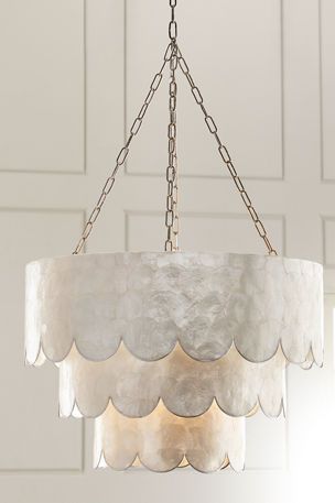 H8HDY Three-Tiered Scalloped Capiz 3-Light Pendant Center Chandelier Over Table, Honeycomb Capiz Chandelier, Chandeliers Kitchen Table, Cream Chandelier Bedroom, Bathtub Chandelier Master Bath Overstock, Master Bath Chandelier Over Tub Overstock, Master Bath Chandelier Farmhouse, Latest Pendant Lights, Bedroom Master Chandelier