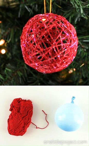 Make Your Own Christmas Ornaments, Yarn Ornaments, Yarns Ornaments, How To Make Glitter, Glitter Ball, Pencil Christmas Tree, Fun Christmas Crafts, White Glue, Easter Decorations Diy Easy