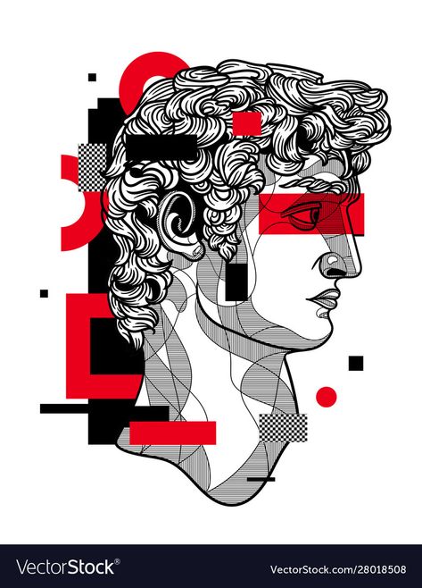 Classical Sculpture, Illustrative Art, Hand Drawn Illustration, Drawn Illustration, Png Images, Hand Drawn, Sculpture, Red, Art