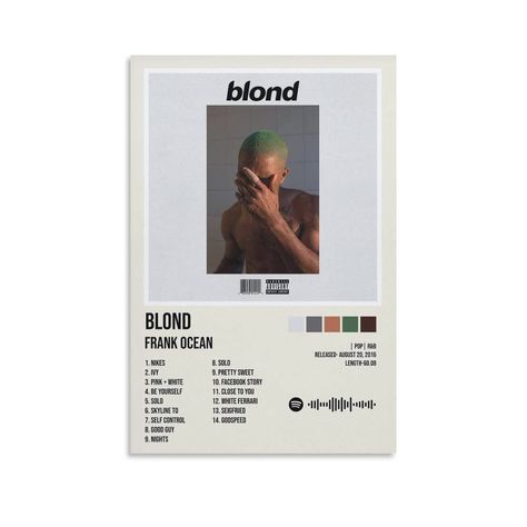 PRICES MAY VARY. Title: BYEDIZ Frank Ocean Blond Poster Canvas Poster Wall Decorative Art Painting Living Room Bedroom Decoration Gift Unframe-style12x18inch(30x45cm). Product Type: Categories > Wall Art > Posters & Prints Frank Poster, Blonde Poster, Frank Ocean Blonde, Blonde Album, Frank Ocean Album, Frank Ocean Blond, Frank Ocean Poster, Welcome Design, Wall Art Decor Prints