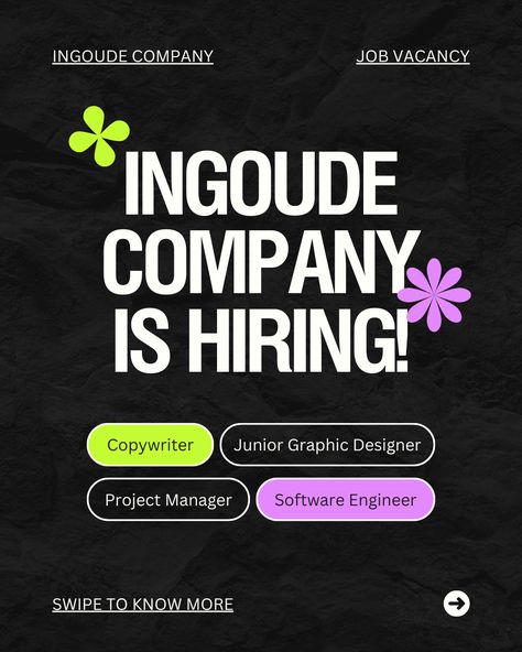 Ready to make a bold move in your career? 💼 Dive into our Black, Purple, and White Bold Dynamic Hiring Instagram Post. Join our team and unleash your potential in an environment full of opportunities. Apply now and let's embark on this journey together! Black And White Social Media Post, Hiring Designer Poster Creative, Save For Later Instagram Post, Hiring Poster Creative Ads, We Are Hiring Instagram Post, Hiring Post Design Creative, Graphic Designer Hiring Post, Job Advertisement Design, Creative Hiring Post