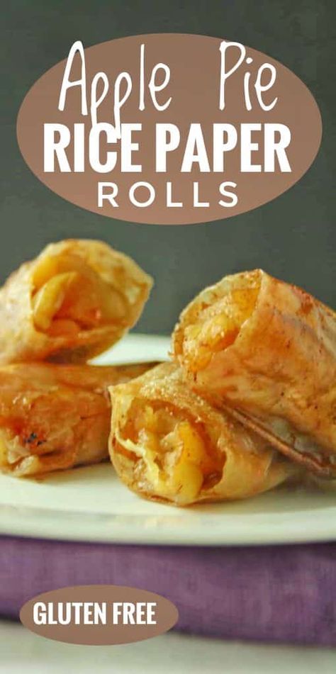 Baked Rice Paper Rolls, Gluten Free Apple Recipes Easy, Gluten Free Asian Desserts, Gluten Free Rice Bread, Rice Paper Rolls Dessert, Things To Do With Rice Paper, Things To Make With Rice Paper, Rice Paper Dessert Recipes, Vegan Rice Paper Recipes