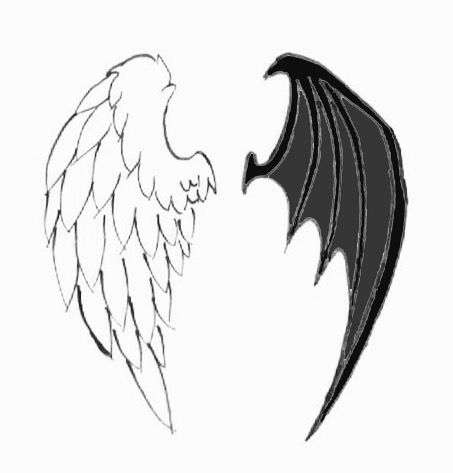 Demon Wings Drawing, Angel And Demon Wings, 천사와 악마, Angel Devil Tattoo, Wings Sketch, Angel Wings Drawing, Wings Icon, Demon Wings, Devil Tattoo