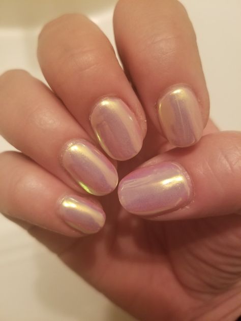 Tammy Taylor luxe beige with unicorn powder #1 on top. @nailedbyaida Pink Nails With Unicorn Powder, Unicorn Powder Nails, Unicorn Short Nails, Unicorn Iridescent Nails, Unicorn Horn Nails, Unicorn Top Coat Nails, Unicorn Powder, Tammy Taylor, Unicorn Nails