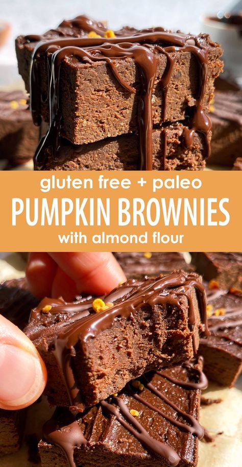 Paleo Pumpkin Brownies, Healthy Fall Desserts, Almond Flour Brownies, Almond Flour Cakes, Pumpkin Brownies, High Protein Desserts, Dairy Free Cookies, Paleo Pumpkin, Paleo Recipes Dessert