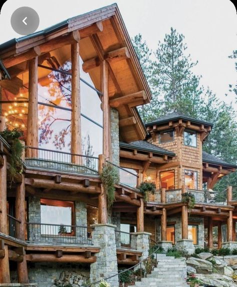 Log Homes Exterior, Home Designs Exterior, Lots Of Windows, 강아지 그림, Large House, Log Cabin Homes, Log Home, Design Exterior, Dream House Exterior