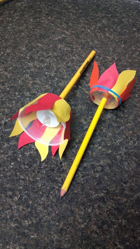 PRO-lympics VBS - pencil torch with construction paper flames and battery-run tea light. Torchbearers Vbs, Torch Craft For Kids, Vbs Diy, Torches Diy, Fire Bible, Fire Crafts, Wood Badge, Eid Crafts, Vbs 2024