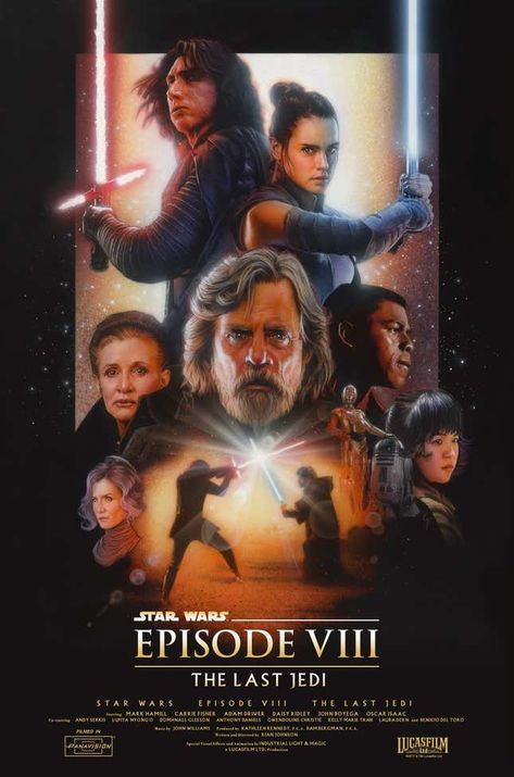 Star Wars Movie Posters, Adam Driver Movies, Drew Struzan, Sequel Trilogy, Star Wars Sequel Trilogy, Star Wars The Last Jedi, Classic Star Wars, Fan Poster, The Last Jedi