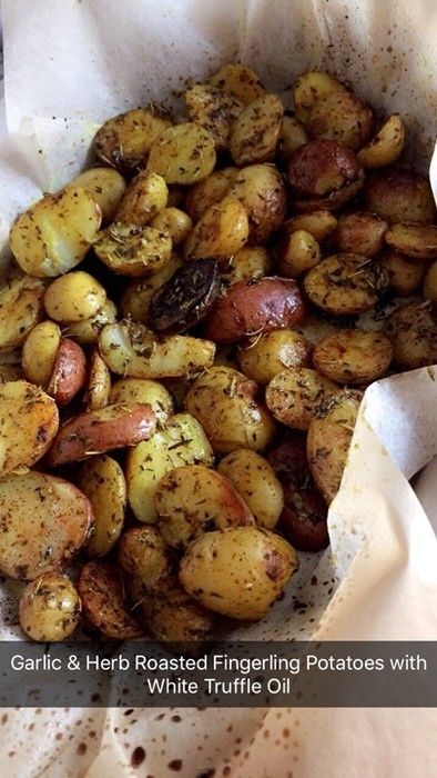 Recipes With White Truffle Oil, Truff Recipes, Recipes With Truffle, Truffle Potatoes, Meal Board, Fingerling Potatoes Recipes, Truffle Oil Recipes, Truffle Recipes, Vegan Truffles