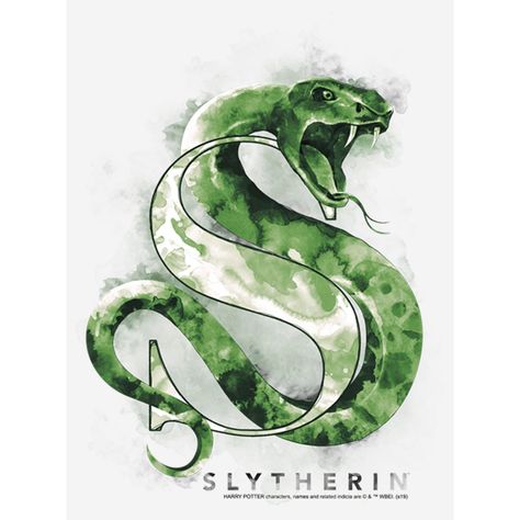 Slytherin Painting, Slytherin Journal, Snake Watercolor, Closet Under The Stairs, Slytherin Snake, Universal Vacation, Wingardium Leviosa, Snake Drawing, Harry Potter Slytherin