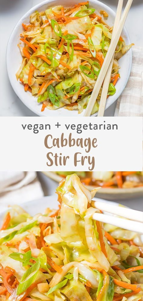 Cabbage stir fry is a great vegetarian, vegan dish that is Chinese inspired. This healthy recipe can be eaten as or on top of rice or ramen noodles. Stir Fried Cabbage Recipes, Quick Fish Recipes, Napa Cabbage Recipes, Fried Cabbage Recipes, Vegetarian Stir Fry, Egg Rice, Vegan Stir Fry, Steamed Cabbage, Cabbage Stir Fry