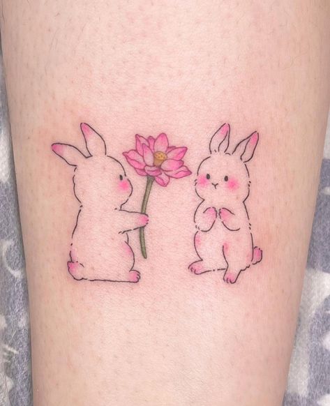 Posts on flower-tats tagged as prettytattoo Bunny Holding Flower Tattoo, Kawaii Bunny Drawing, Cartoon Flower Tattoo, Flower Tats, Lily Tattoos, Flower Tat, L Tattoo, Bunny Tattoos, Create This Book