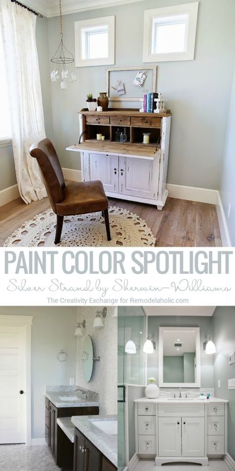 Color Spotlight: Silver Strand by Sherwin-Williams – Remodelaholic Sherwin Williams Silver Strand, Light Grey Paint Colors, Interior Paint Colors Schemes, Light Gray Paint, Silver Strand, Gray Paint, Sherwin Williams Paint Colors, Best Paint Colors, Purple Home