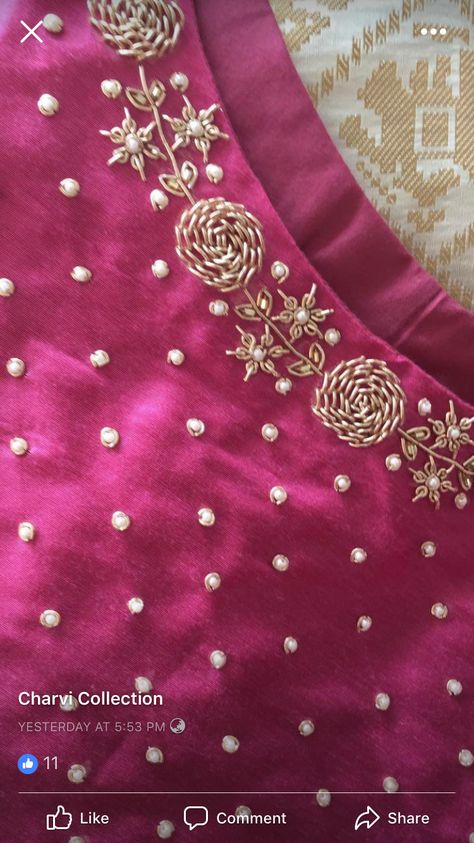 Jardoshi Work Blouse New, Hand Work Lengha Design, Neck Hand Work Designs For Kurtis, Katdana Work Designs, Jardoshi Work Design Kurti, Handwork Chaniyacholi, Jardoshi Work Design Blouse, Jardoshi Work Design, Art Inspiration Ideas