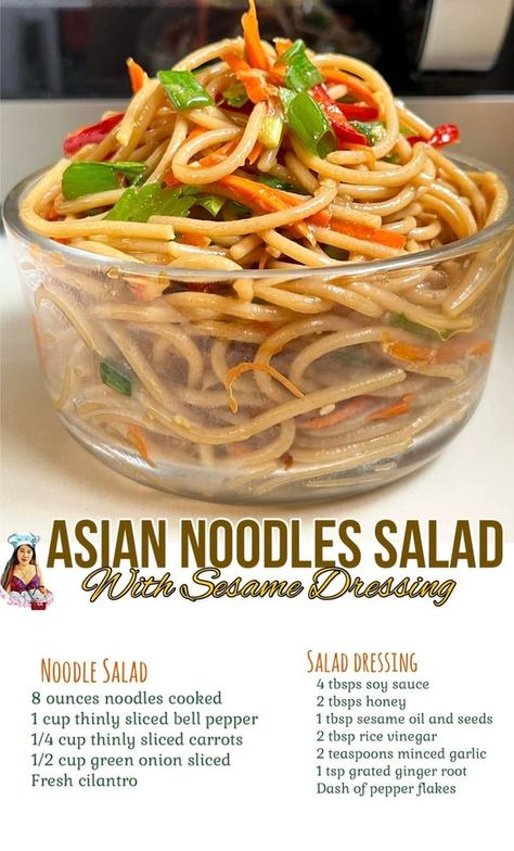 Mama Sweet and Spice Asian Cold Noodle Salad, Cold Noodles Recipes, Cold Noodle Salad, Sesame Noodle Salad, Noodles Salad, Noodle Salad Cold, Asian Noodle Salad, Noodle Salad Recipes, Sesame Noodles