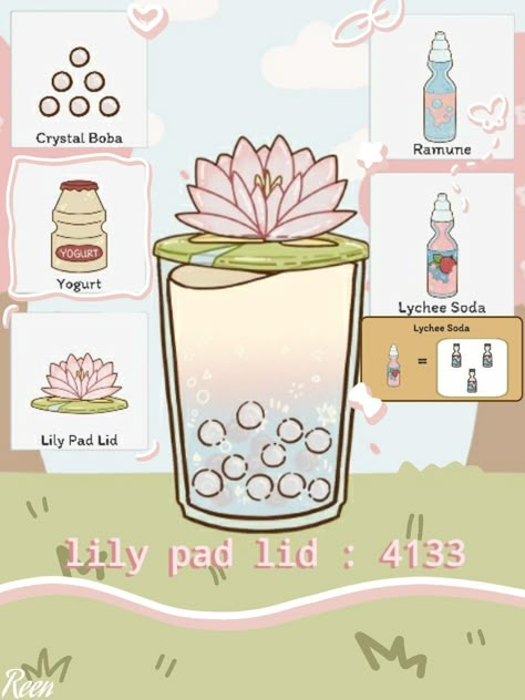 Boba story ideas All Boba Story Recipes, Boba Story Magic Den Recipes, Boba Story Lids Code, Boba Story Drink Ideas, Boba Story Game Recipes, Boba Ideas, Boba Story Recipes, Boba Store, Lychee Soda