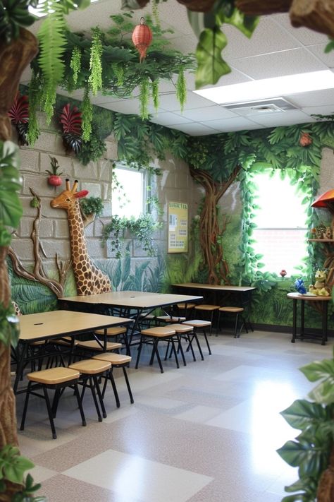 30 Captivating Classroom Themes for Elementary Schools Fantasy Themed Classroom, Grasslands Biome, Daycare Classroom Decor, Jungle Classroom Theme, Nature Themed Classroom, Nature Based Classroom, Castle Classroom, Garden Theme Classroom, Rainforest Classroom