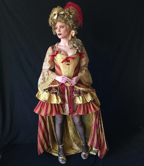 Let the festivities begin! Available to rent at @amasqueradecostume #periodcorsetscostumes #mardigras #carnival #customcostumes #fattuesday #costumemaker #mardigrascostume #festivalfashion #carnivalcostume #carnivale #carnivalcostumes #18thcenturyfashion #circuscostume #masqueradeball #masqueradecostumes #pannier #corset #marieantoinettestyle model @sgtserger  #periodcorsetsmodeled #periodcorsetsmuse Juggler Costume, Open Front Skirt, Festival Mode, Mardi Gras Costumes, Circus Costume, Custom Costumes, Masquerade Costumes, 18th Century Fashion, Lace Cuffs